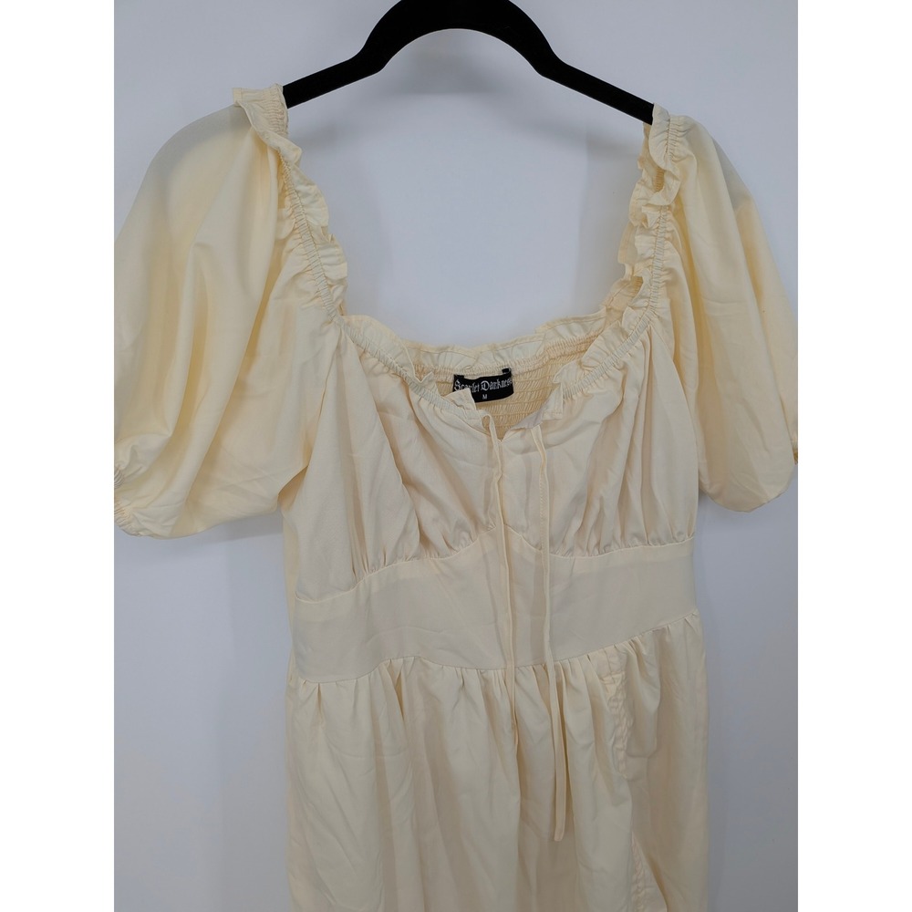 Scarlet Darkness Dress Medium Cream Renaissance Ruffle High Low Puff Sleeve - Picture 2 of 7
